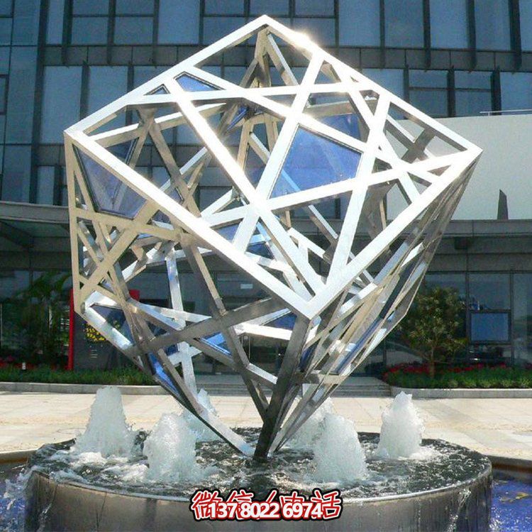 不銹鋼多彩魔方景觀(guān)擺件