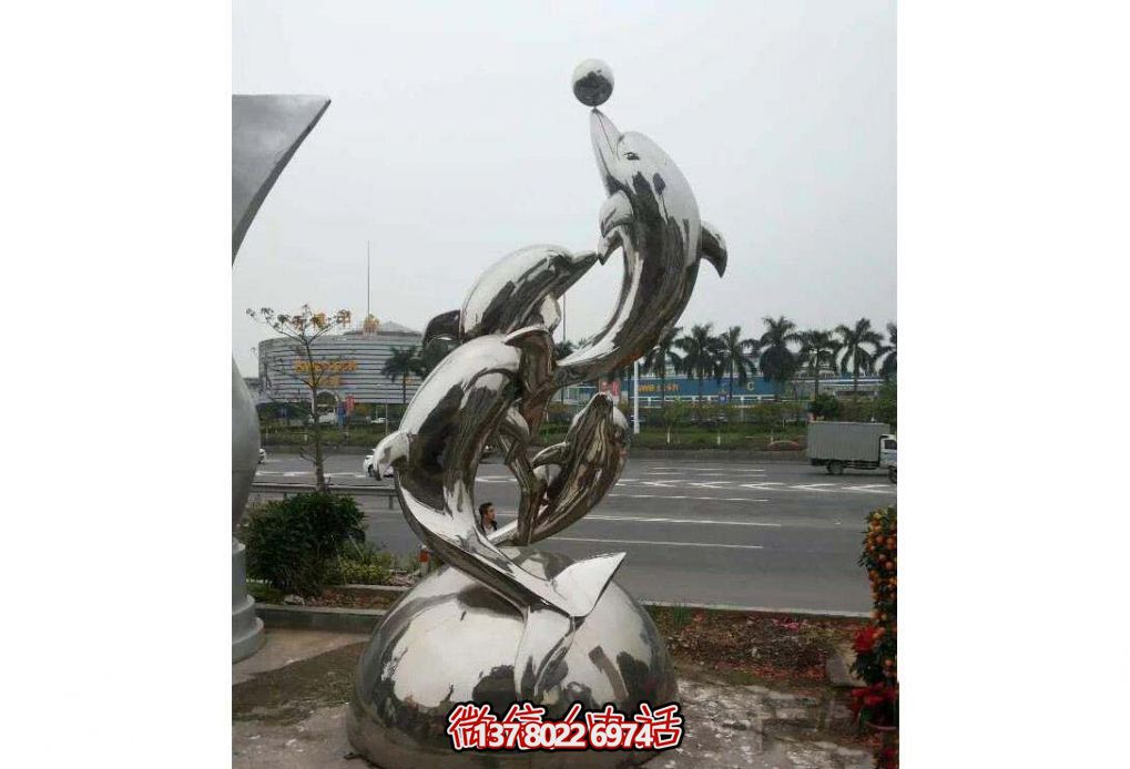 不銹鋼海豚雕塑，玩起來(lái)讓街道飛躍！