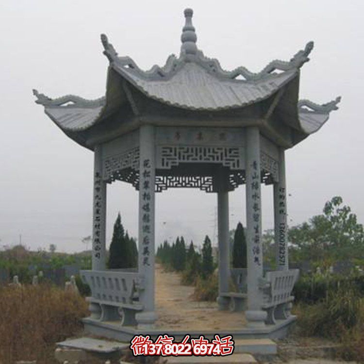 古建涼亭青石擺件，美化景區園林