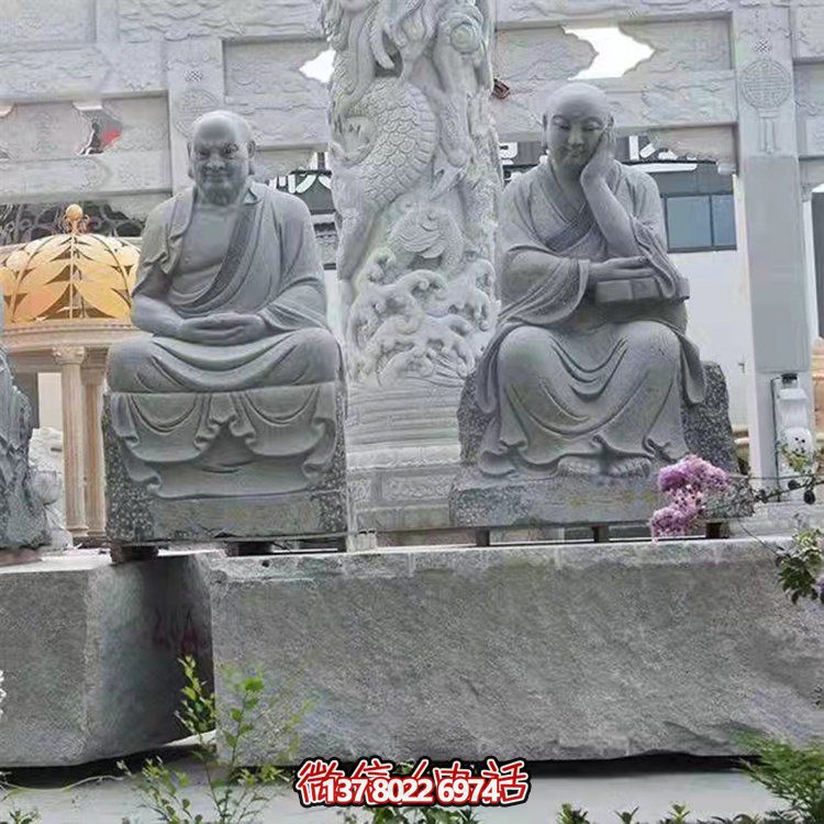 大型戶外石雕佛像雕塑，裝點(diǎn)美麗的寺院園林