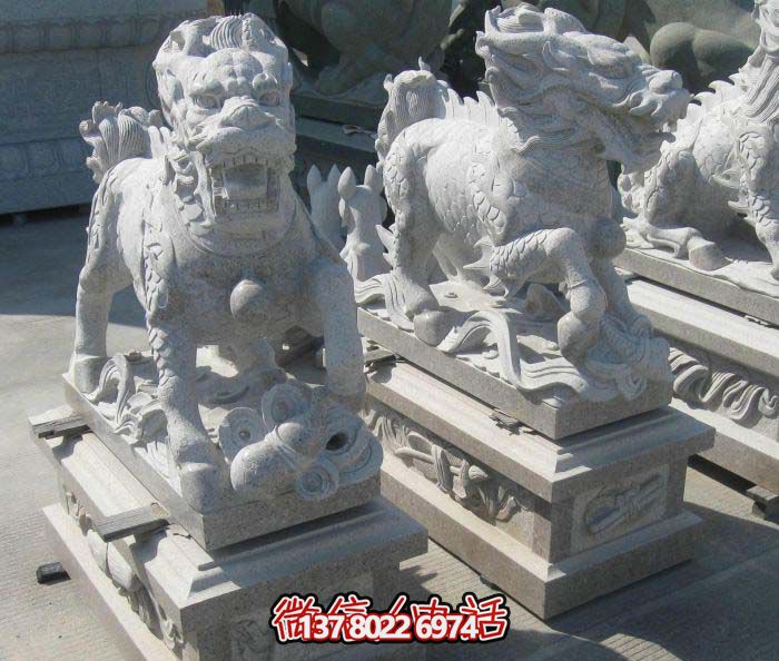 精美大理石石雕麒麟雕塑，一件精致的家居裝點品