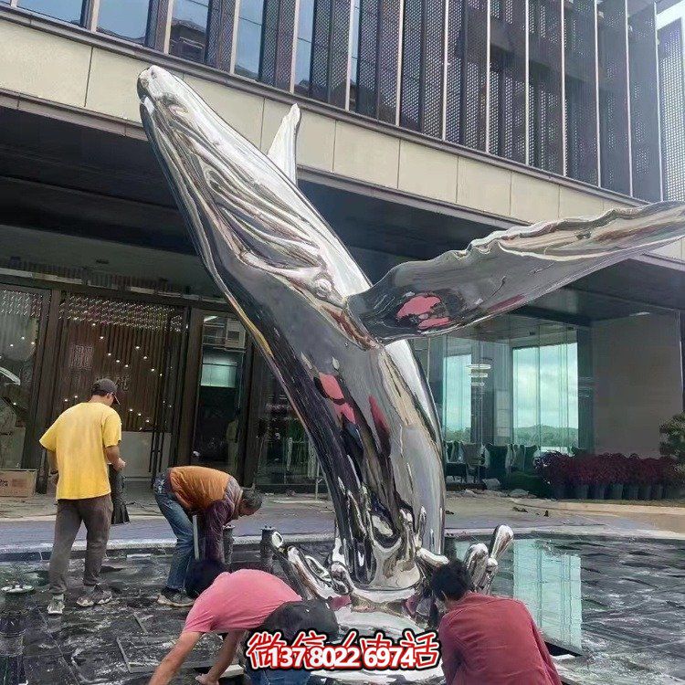 大型不銹鋼鏤空魚類擺件，為戶外水景商場售樓部裝飾