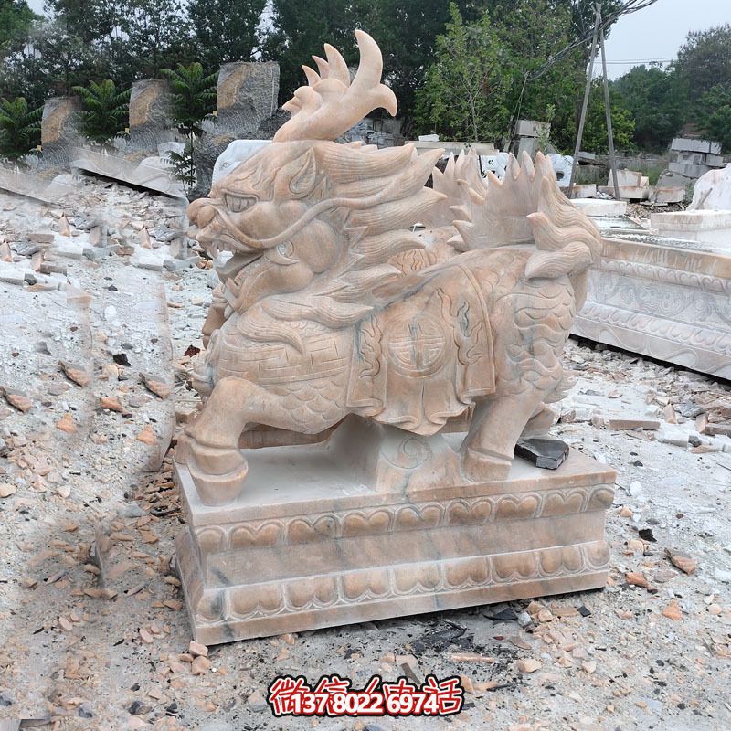 傳承古老文化，精美大理石麒麟雕塑