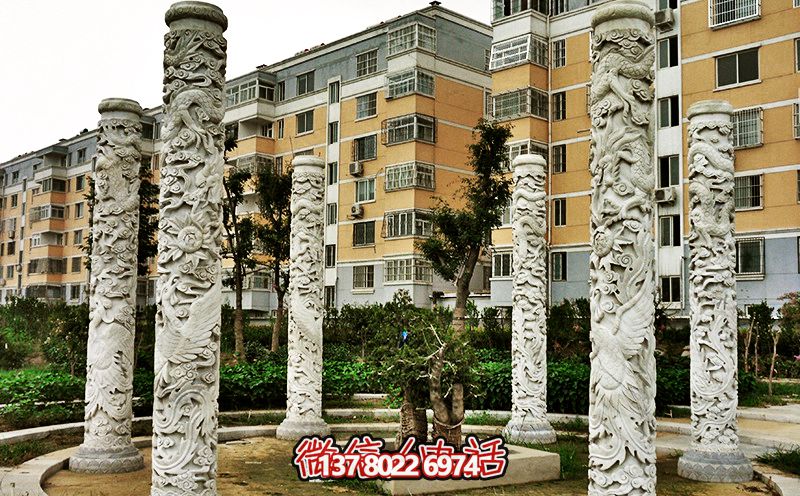 精美大理石浮雕龍柱,裝點小區花園 精美大理石浮雕龍柱,裝點小區花園