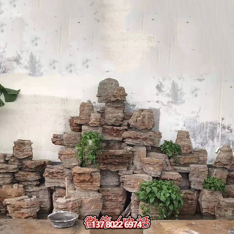 室內景觀設計，精美石雕塑擺放奇石假山