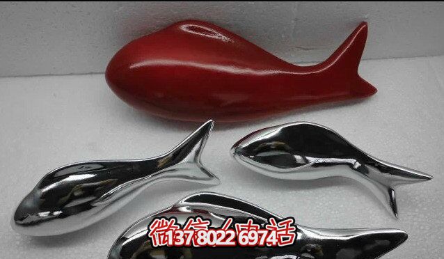 精致簡約不銹鋼魚雕塑，點綴室內裝飾