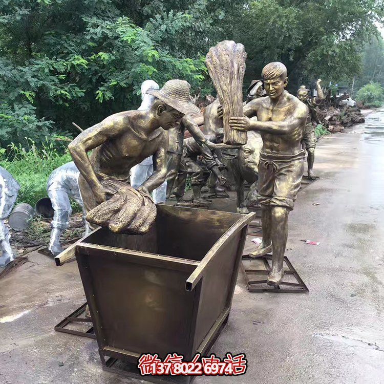 中國民俗——打麥子、勞動(dòng)、人物雕塑