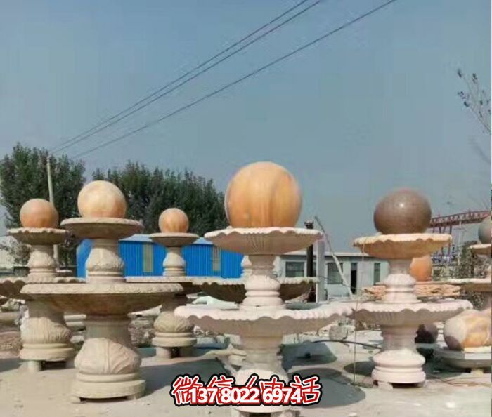 精美多層風水球噴泉石雕晚霞紅藝術裝置 精美多層風水球噴泉石雕晚霞紅藝術裝置