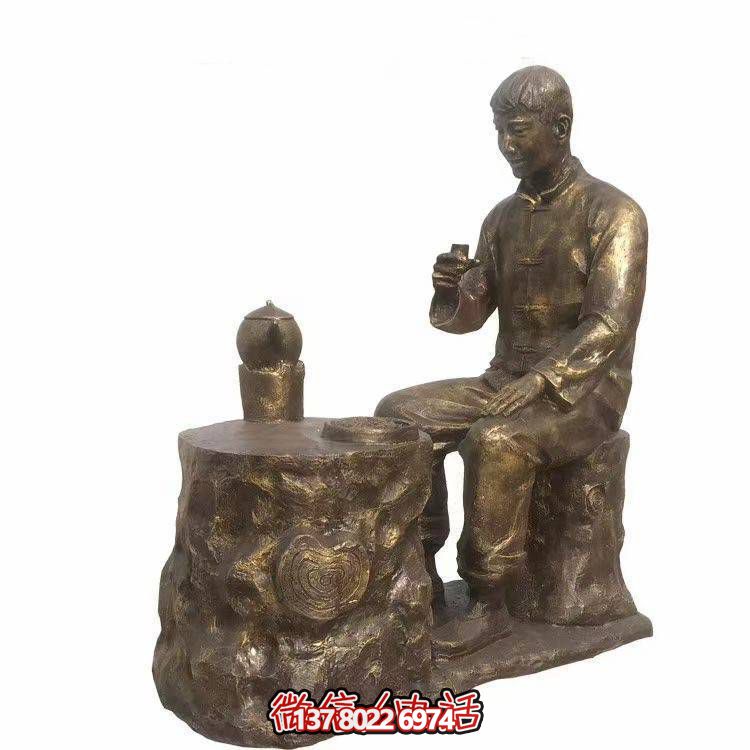 仿銅玻璃鋼人物小品雕塑，景觀戶外公園裝飾