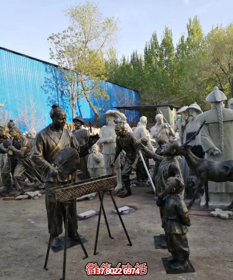 仿真鑄銅雕塑烤串，給景區、飯店、街邊賣烤串的人物雕塑