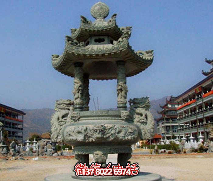仿古寶蓋龍浮雕香爐，點綴景區(qū)廣場