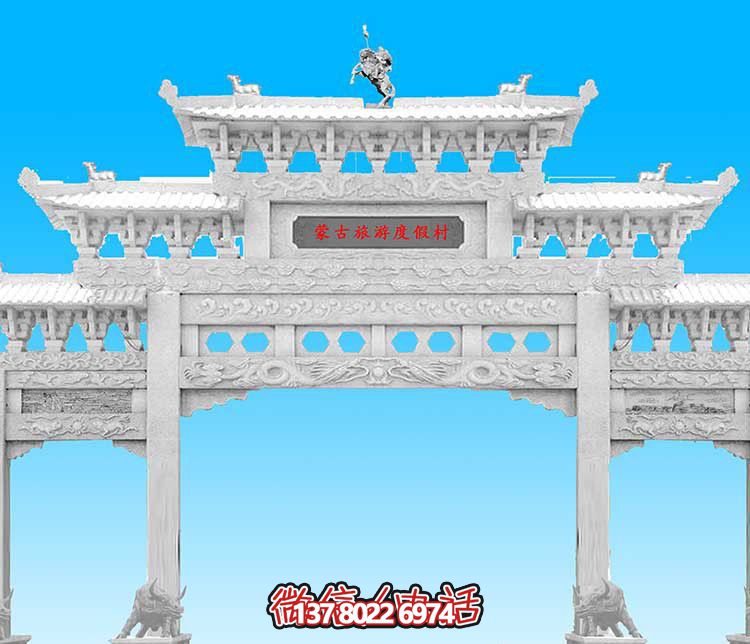 經典漢白玉雕塑，精致裝飾牌樓，為您的旅游景觀增添美感