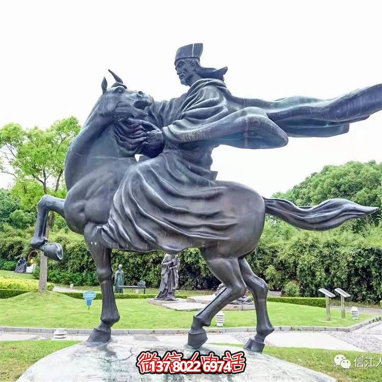 古典仿銅騎馬雕塑，玻璃鋼創(chuàng)意廣場裝飾