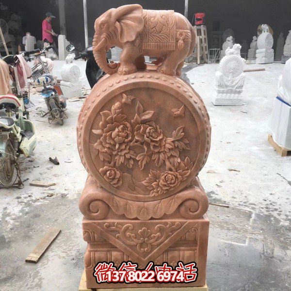 別墅四合院門口石鼓擺件仿古石雕做舊門鼓雕塑