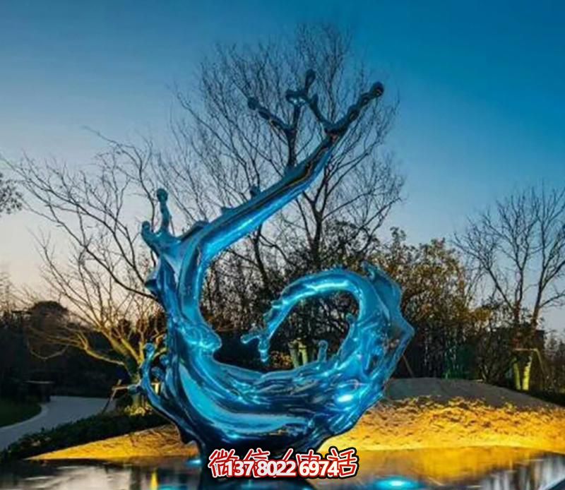 海邊裝飾一朵藍色不銹鋼海浪浪花雕塑 海邊裝飾一朵藍色不銹鋼海浪浪花雕塑