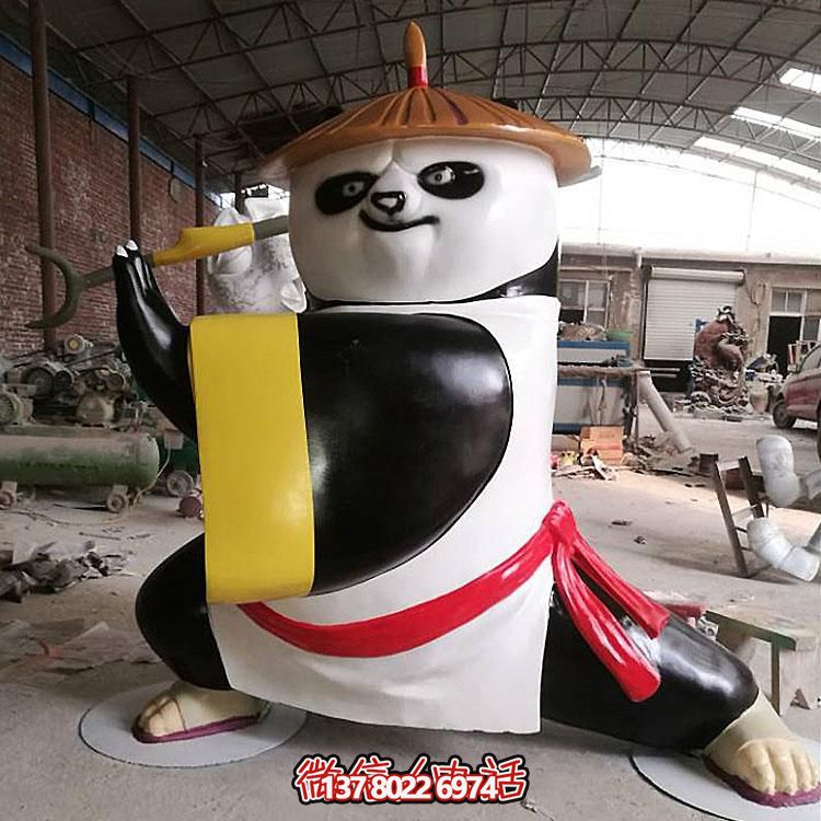 玻璃鋼彩繪功夫熊貓卡通貝殼美人魚模型戶外廣場創(chuàng)意動物擺件