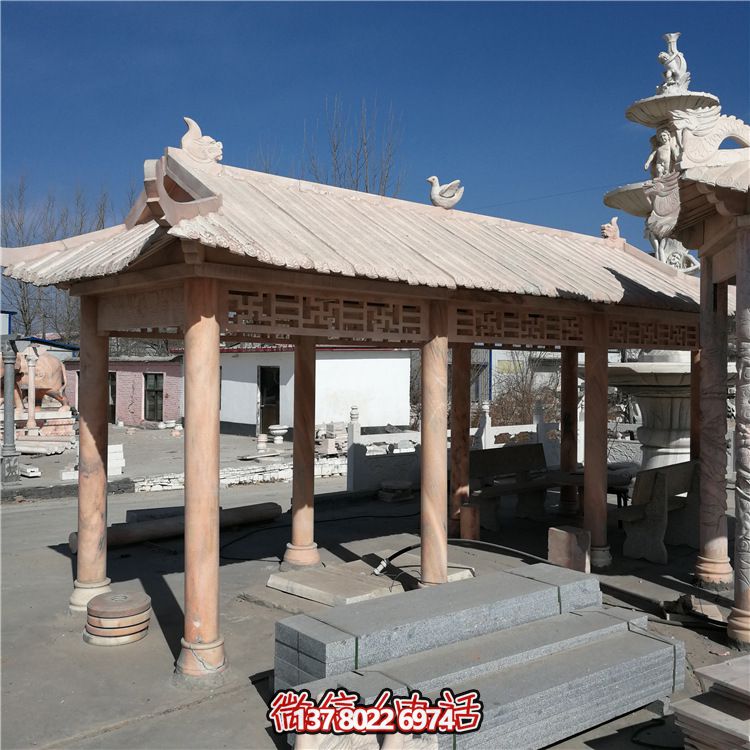 小區(qū)廣場(chǎng)長(zhǎng)廊晚霞紅石雕休息涼亭 小區(qū)廣場(chǎng)長(zhǎng)廊晚霞紅石雕休息涼亭