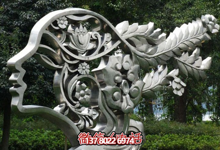 戶外不銹鋼抽象輪廓美女雕塑 戶外不銹鋼抽象輪廓美女雕塑