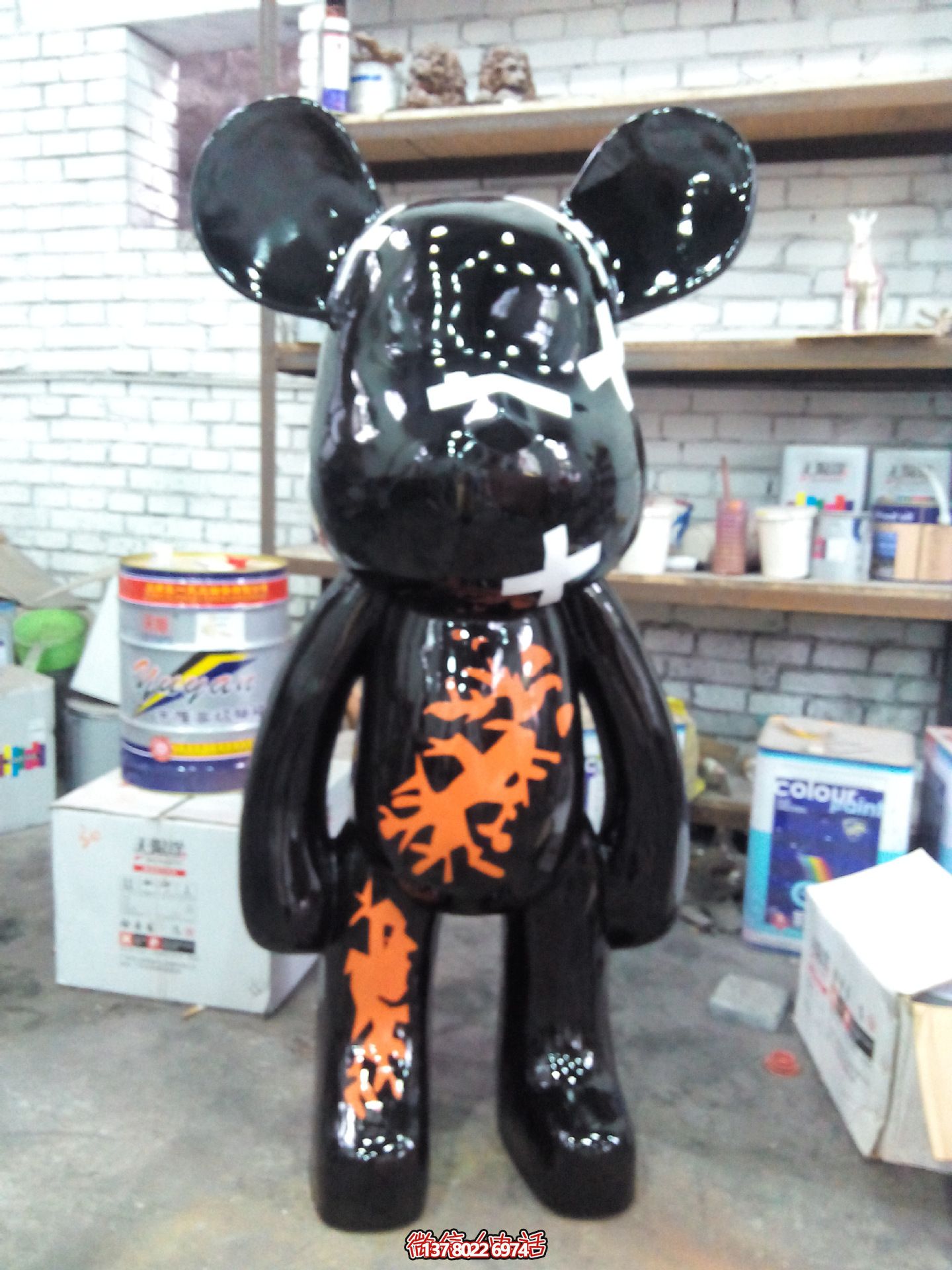 酒店商場潮流彩繪玻璃鋼熊雕塑 酒店商場潮流彩繪玻璃鋼熊雕塑