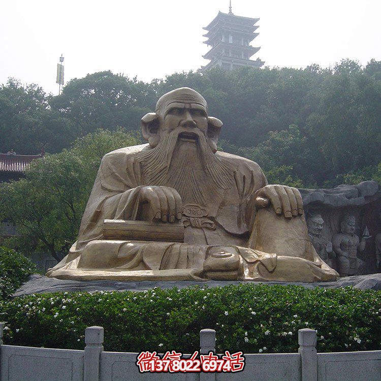 廣場景區(qū)大型銅雕老子，戶外仿銅古代人物雕塑