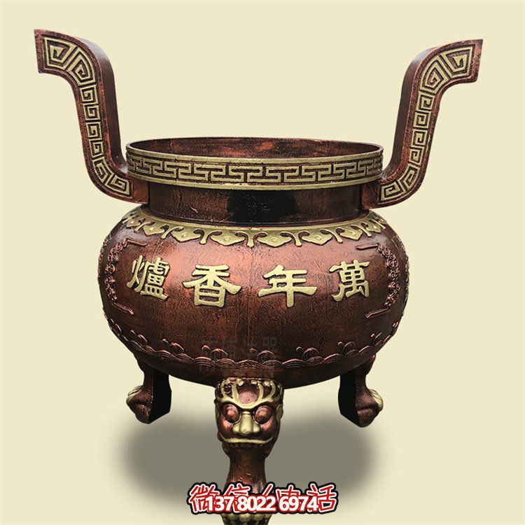 家用銅雕上香祈福鼎，香爐雕塑