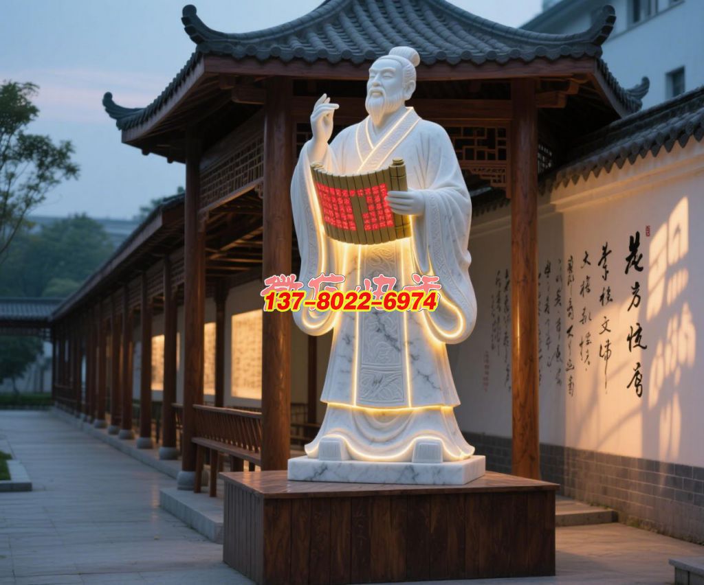 先賢執(zhí)簡(jiǎn)傳道啟文脈——人物石材雕塑
