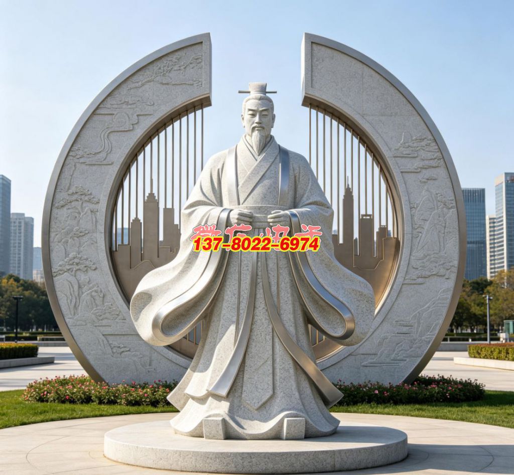 古賢承古韻—石材人物景觀雕塑